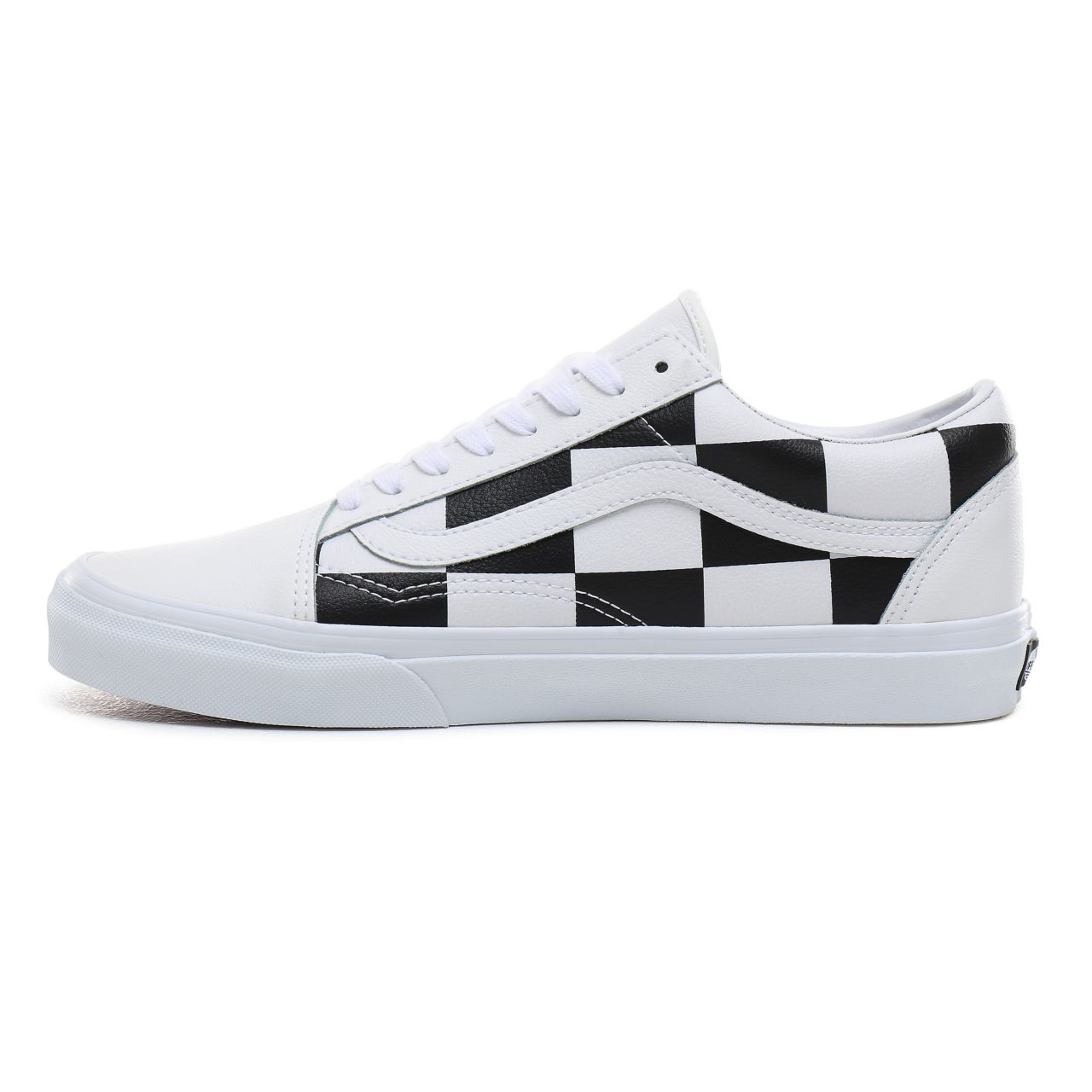 Vans Leather Check Old Skool Classic Mens Womens - (Leather Check) true white/black VN0A4BV5TPL Shoes