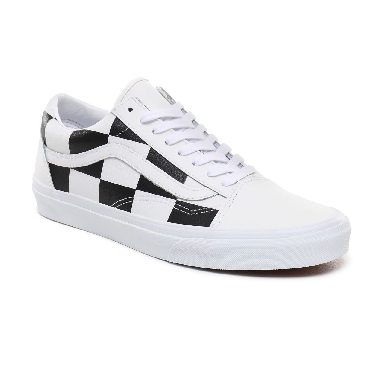 Vans Leather Check Old Skool Classic Mens Womens - (Leather Check) true white/black VN0A4BV5TPL Shoes