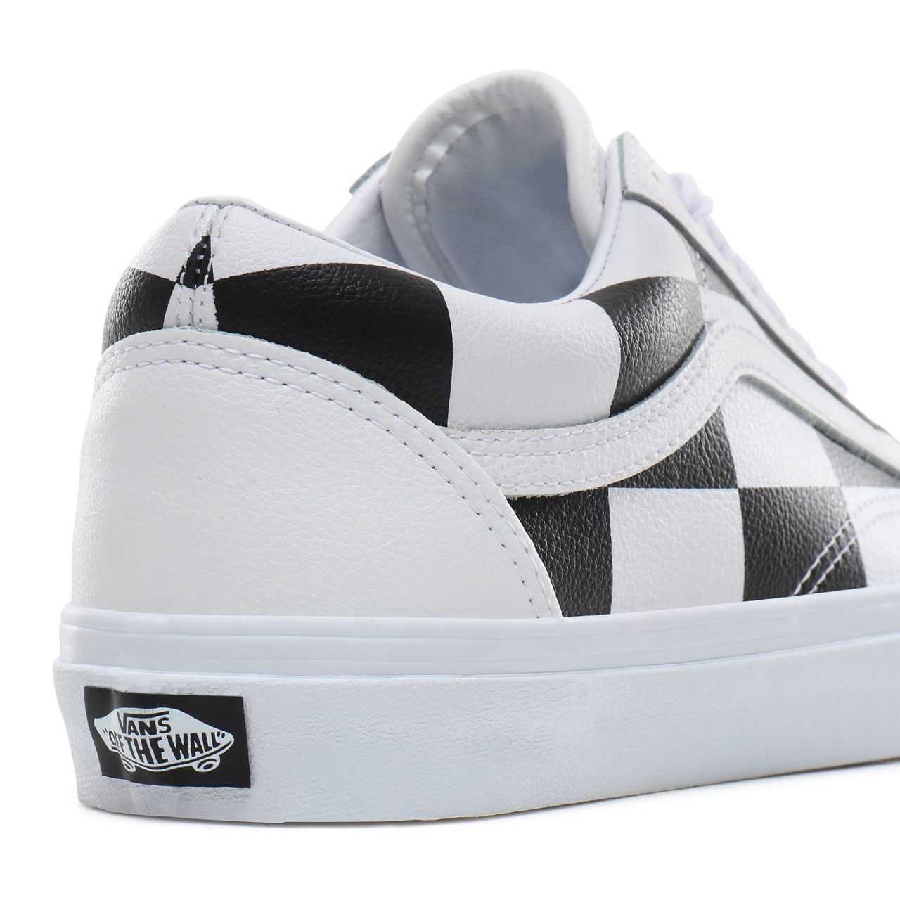 Vans Leather Check Old Skool Classic Mens Womens - (Leather Check) true white/black VN0A4BV5TPL Shoes