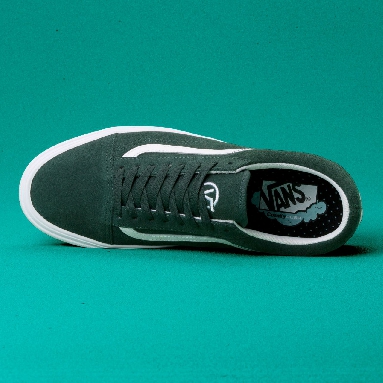 Vans Distort Comfycush Old Skool Classic Mens Womens - (Distort) Trekking Green/True White VN0A3WMAVWX Shoes