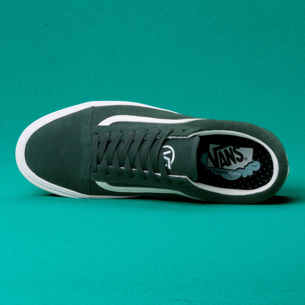 Vans Distort Comfycush Old Skool Classic Mens Womens - (Distort) Trekking Green/True White VN0A3WMAVWX Shoes