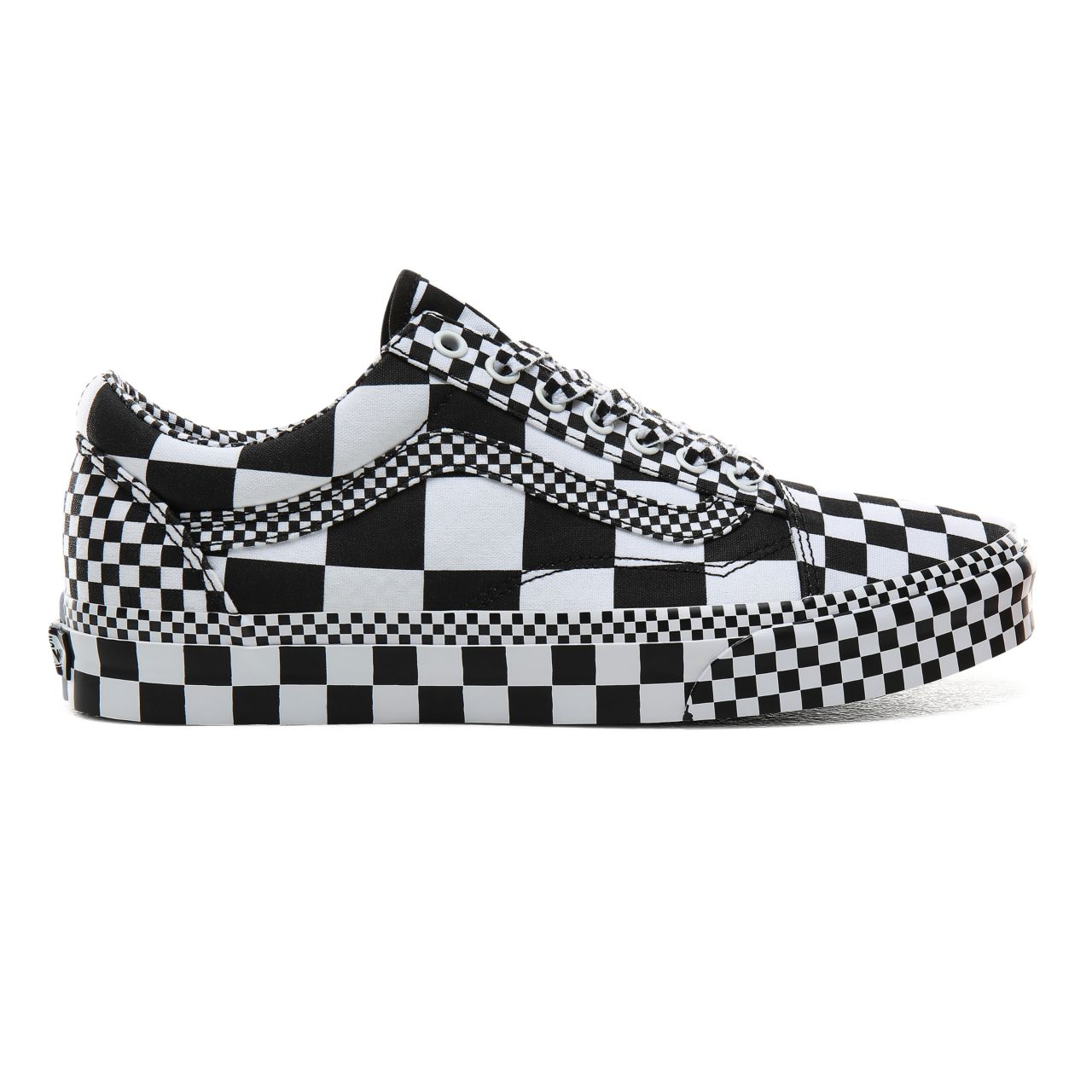 Vans All Over Checkerboard Old Skool Classic Mens Womens - (All Over Checkerboard) Black/True White VN0A4BV5V8U Shoes