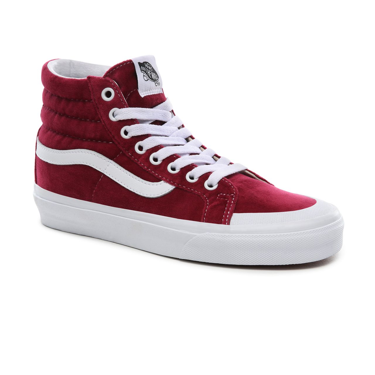 Vans Velvet SK8-Hi Reissue 138 Classic Womens - (Velvet) beet red/true white VN0A4P3ZTCD Shoes