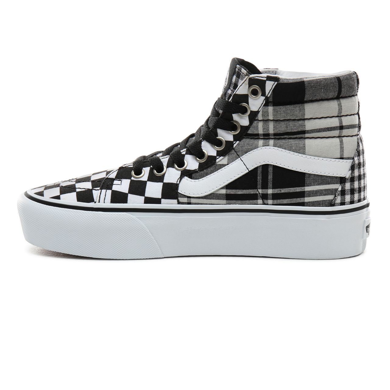 Vans Plaid Checkerboard Sk8-Hi Plarform 2.0 Classic Womens - (Plaid Checkerboard) Black/True White VN0A3TKNVYD Shoes