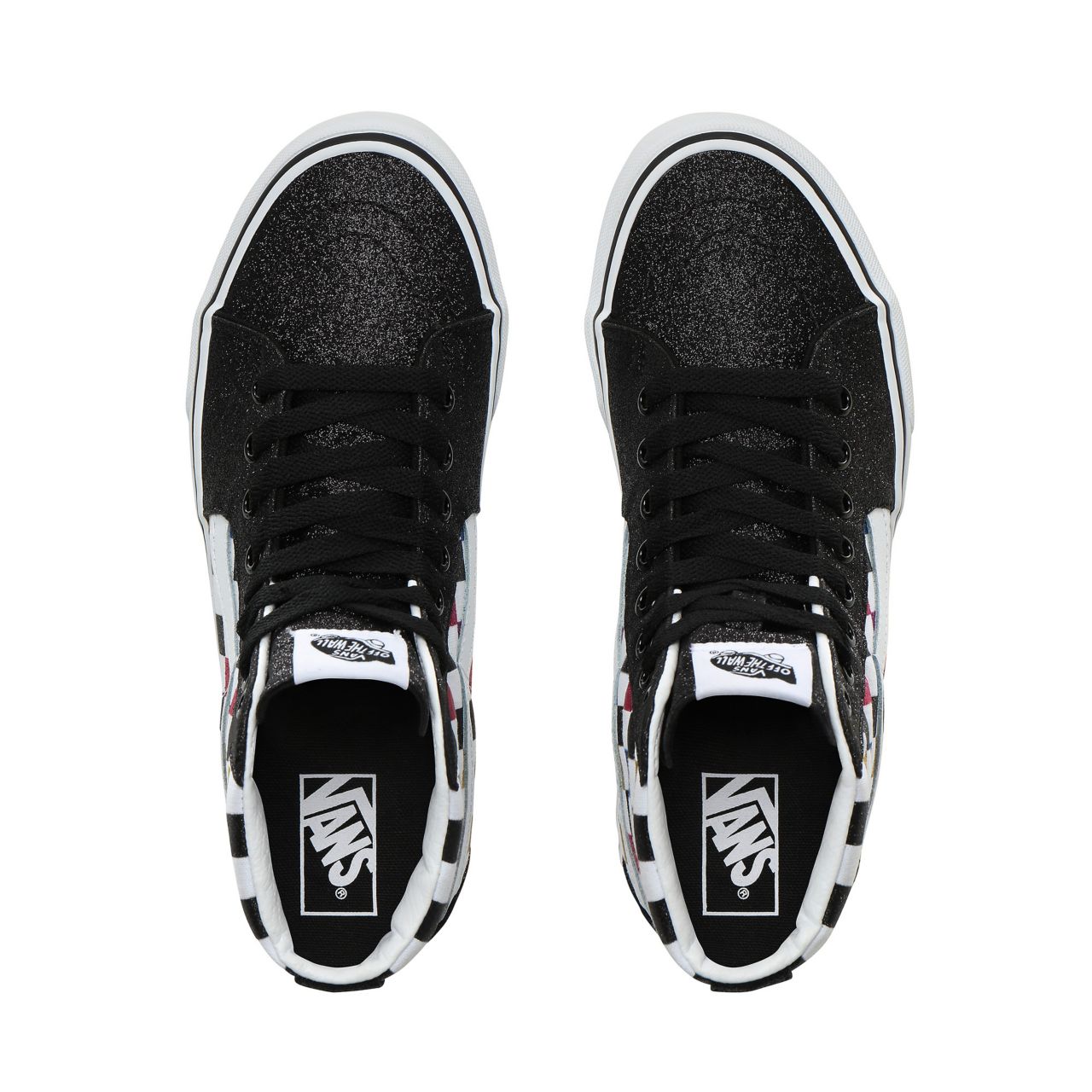 Vans Glitter Checkerboard Sk8-Hi Classic Womens - (Glitter Checkerboard) Black/True White VN0A4BV6V3P Shoes