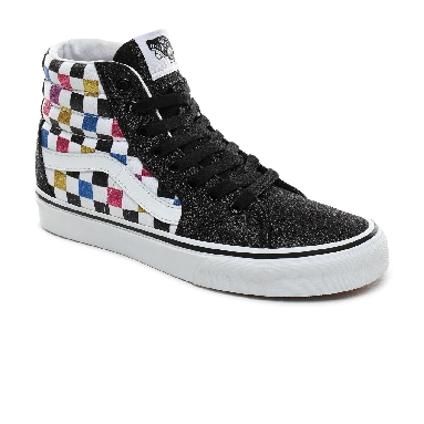 Vans Glitter Checkerboard Sk8-Hi Classic Womens - (Glitter Checkerboard) Black/True White VN0A4BV6V3P Shoes