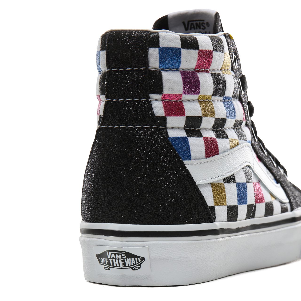 Vans Glitter Checkerboard Sk8-Hi Classic Womens - (Glitter Checkerboard) Black/True White VN0A4BV6V3P Shoes