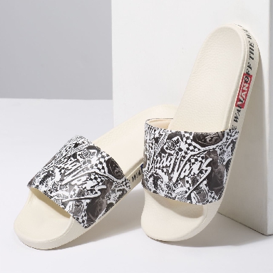 Vans Lady Vans Slide-On Sandals Classic Womens - (Lady Vans) White/True White VN0A45JQVXT Shoes