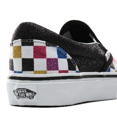 Vans Glitter Checkerboard Classic Slip-On Classic Womens - (Glitter Checkerboard) Black/True White VN0A4BV3V3P Shoes