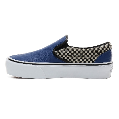 Vans Python Check Classic Slip-On Platform Classic Womens - (Python Check) Princess Blue/True White VN0A3JEZV9P Shoes