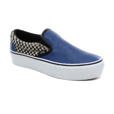 Vans Python Check Classic Slip-On Platform Classic Womens - (Python Check) Princess Blue/True White VN0A3JEZV9P Shoes