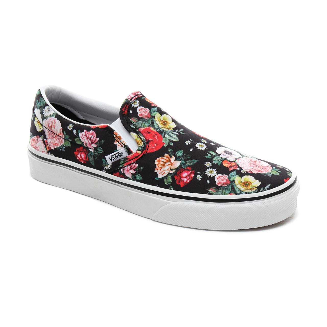 Vans Garden Floral Classic Slip-On Classic Womens - (Garden Floral) Black/True White VN0A4BV3V8X Shoes