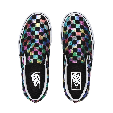 Vans Iridescent Check Classic Slip-On Classic Womens - (Iridescent Check) black/true white VN0A4BV3SRY Shoes