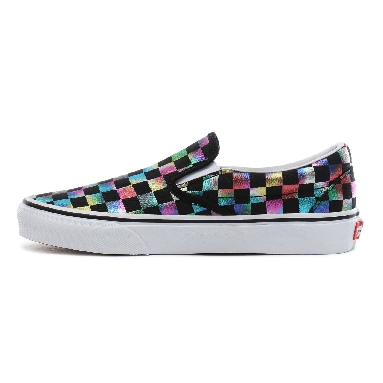 Vans Iridescent Check Classic Slip-On Classic Womens - (Iridescent Check) black/true white VN0A4BV3SRY Shoes