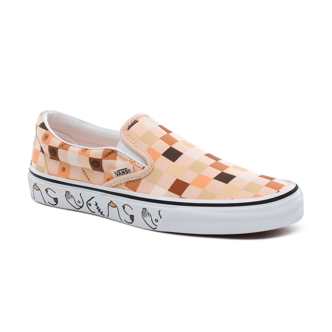 Vans Breast Cancer Awareness Classic Slip-On Classic Womens - (Breast Cancer) nude check/true white VN0A4BV3TB3 Shoes