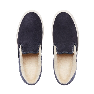 Vans Suede and Sherpa Classic Slip-on shoes Mens Womens - (Suede/Sherpa) Sky Captain/Grisaille VN0A38F7UM1 Shoes