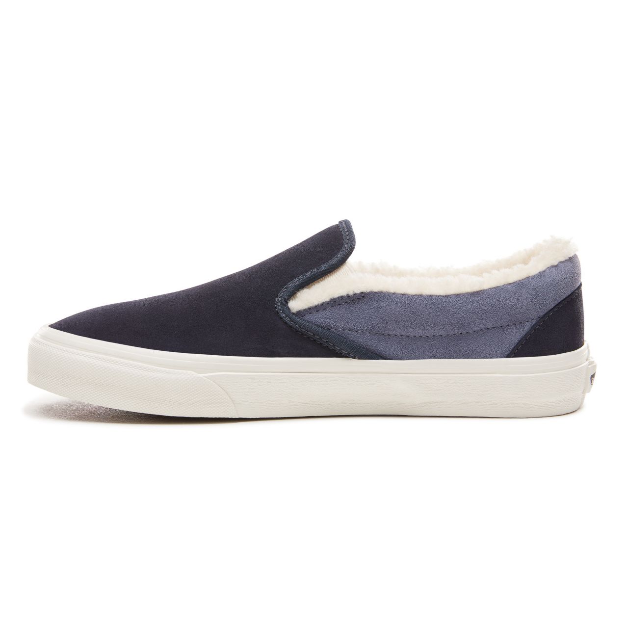 Vans Suede and Sherpa Classic Slip-on shoes Mens Womens - (Suede/Sherpa) Sky Captain/Grisaille VN0A38F7UM1 Shoes