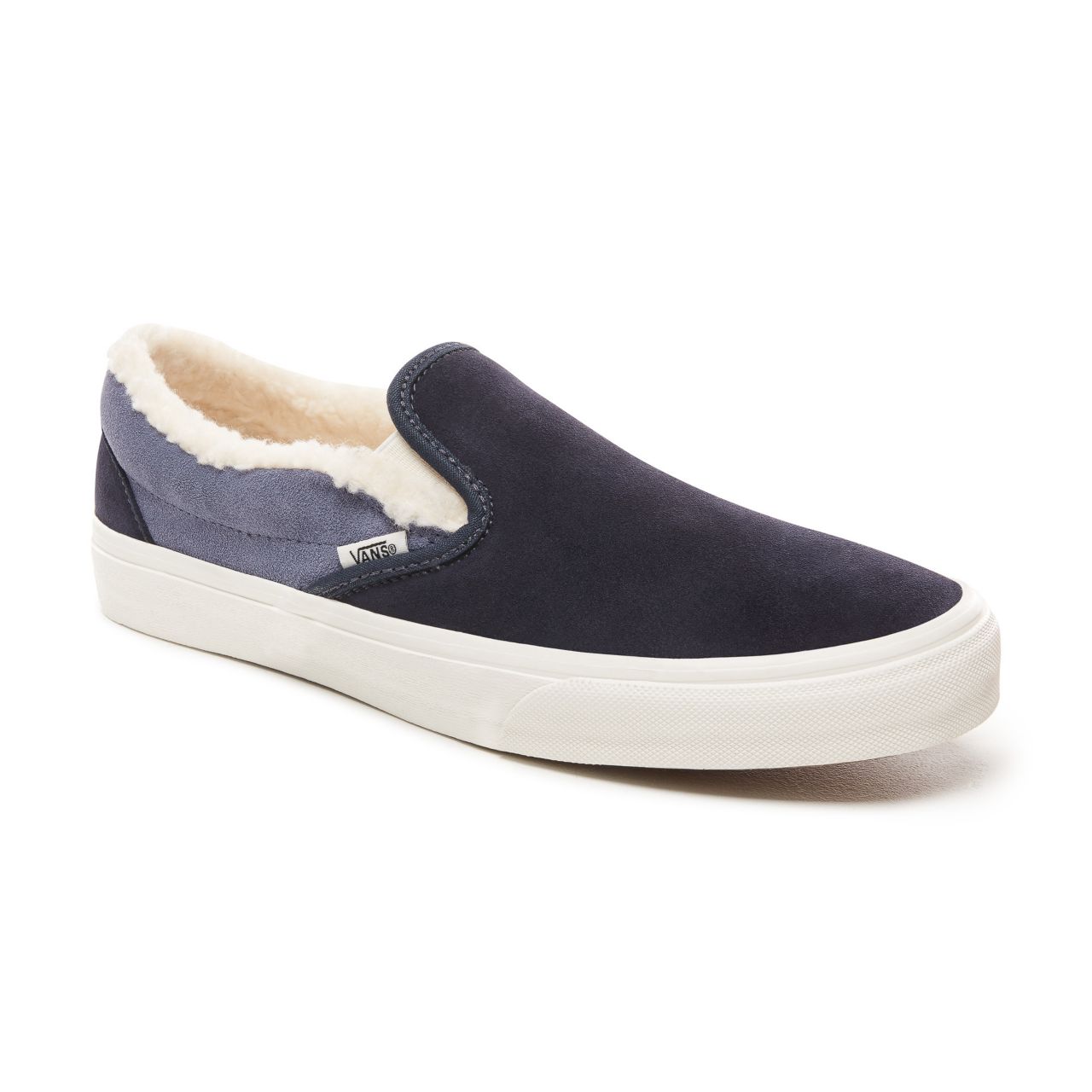 Vans Suede and Sherpa Classic Slip-on shoes Mens Womens - (Suede/Sherpa) Sky Captain/Grisaille VN0A38F7UM1 Shoes