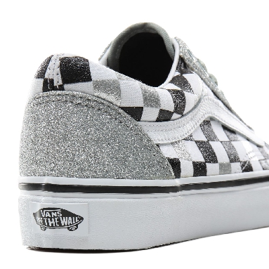 Vans Glitter Checkerboard Old Skool Classic Womens - (Glitter Checkerboard) Silver/True White VN0A4BV5V3J Shoes