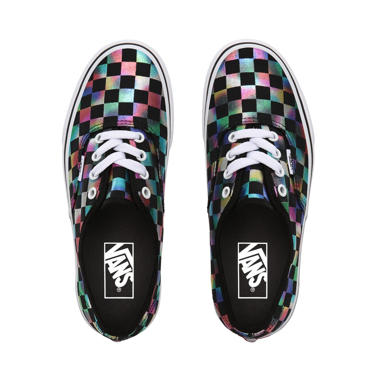 Vans Iridescent Check Authentic Classic Womens - (Iridescent Check) black/true white VN0A2Z5ISRY Shoes