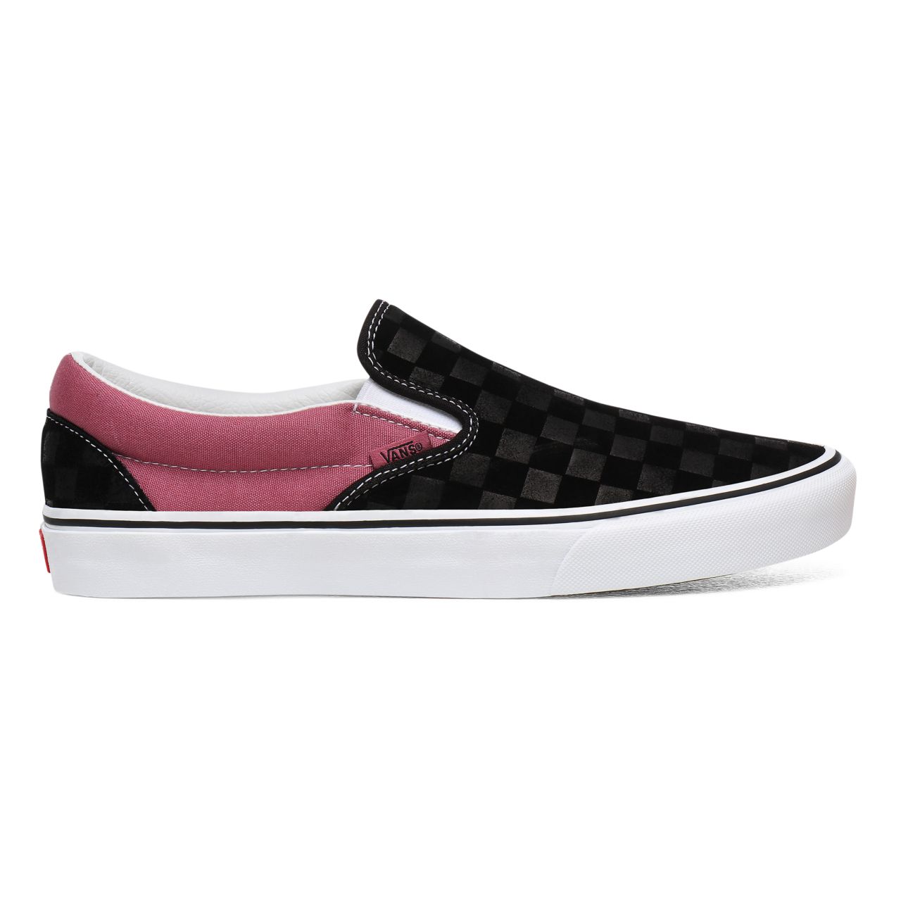 Vans Deboss Checkerboard Classic Slip-On Black Classic Mens Womens - (Deboss Checkerboard) Black/Heather Rose VN0A4U38WS5 Shoes