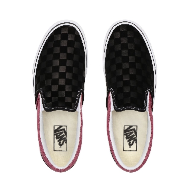 Vans Deboss Checkerboard Classic Slip-On Black Classic Mens Womens - (Deboss Checkerboard) Black/Heather Rose VN0A4U38WS5 Shoes