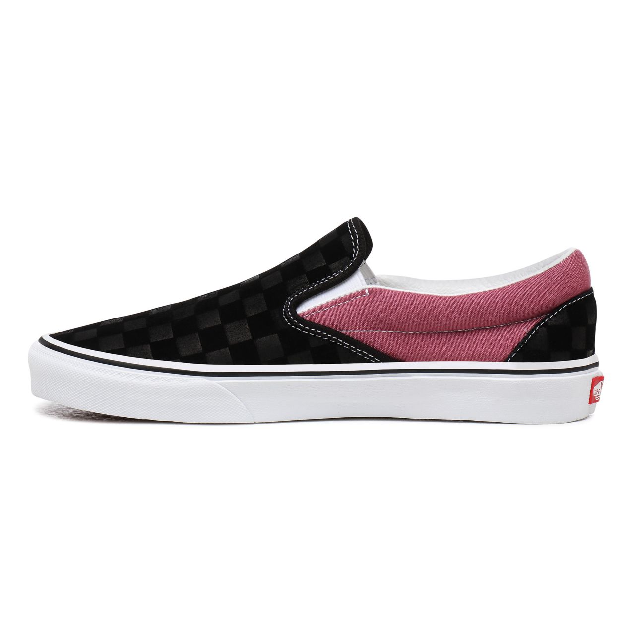 Vans Deboss Checkerboard Classic Slip-On Black Classic Mens Womens - (Deboss Checkerboard) Black/Heather Rose VN0A4U38WS5 Shoes