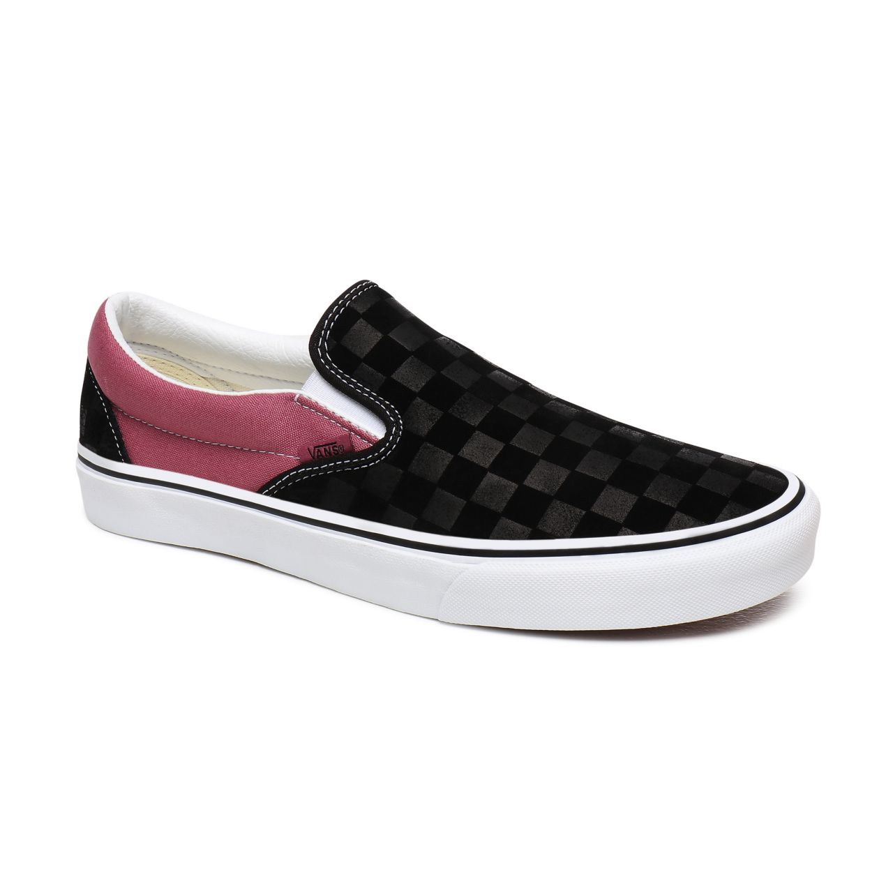 Vans Deboss Checkerboard Classic Slip-On Black Classic Mens Womens - (Deboss Checkerboard) Black/Heather Rose VN0A4U38WS5 Shoes