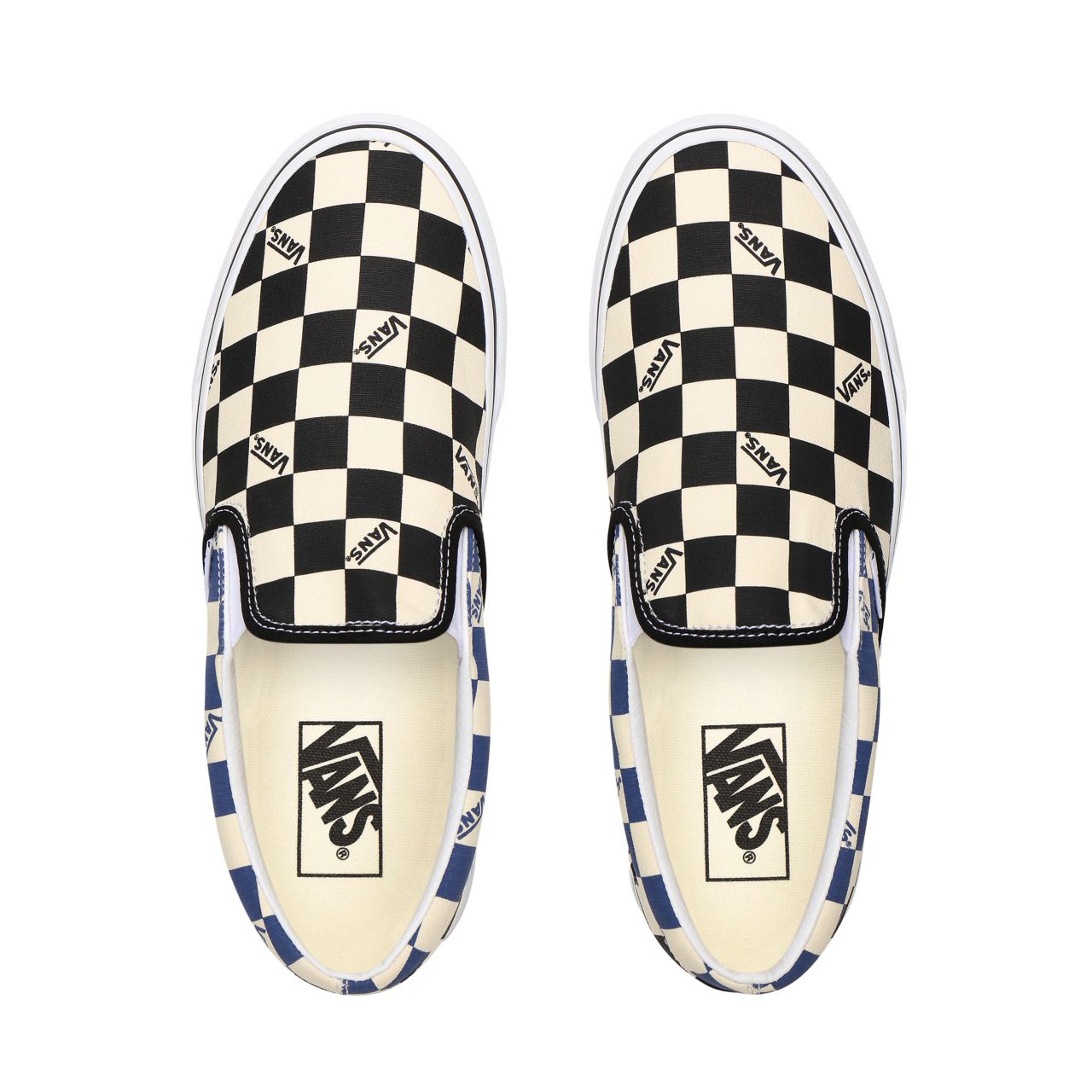 Vans Big Check Classic Slip-On Blue Classic Mens Womens - (Big Check) Black/Navy VN0A4U38WRT Shoes