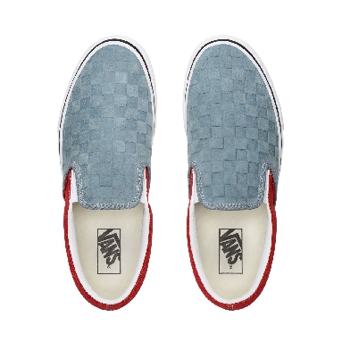 Vans Deboss Checkerboard Classic Slip-On Red Classic Mens Womens - (Deboss Checkerboard) Lead/Pompeian Red VN0A4U38WS6 Shoes