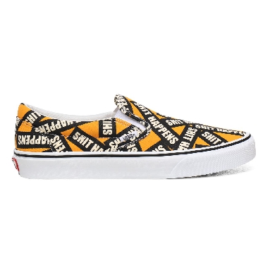 Vans Shit Happens Classic Slip-On Yellow Classic Mens Womens - (Shit Happens) Cadmium Yellow/True White VN0A4U38WTX Shoes