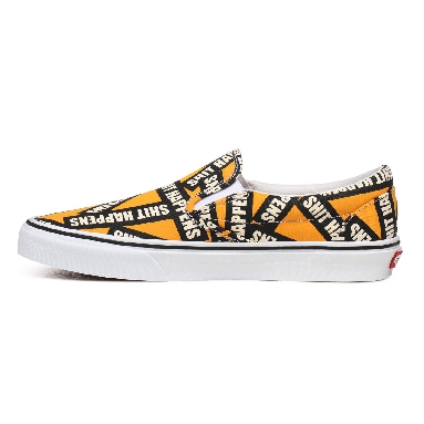 Vans Shit Happens Classic Slip-On Yellow Classic Mens Womens - (Shit Happens) Cadmium Yellow/True White VN0A4U38WTX Shoes