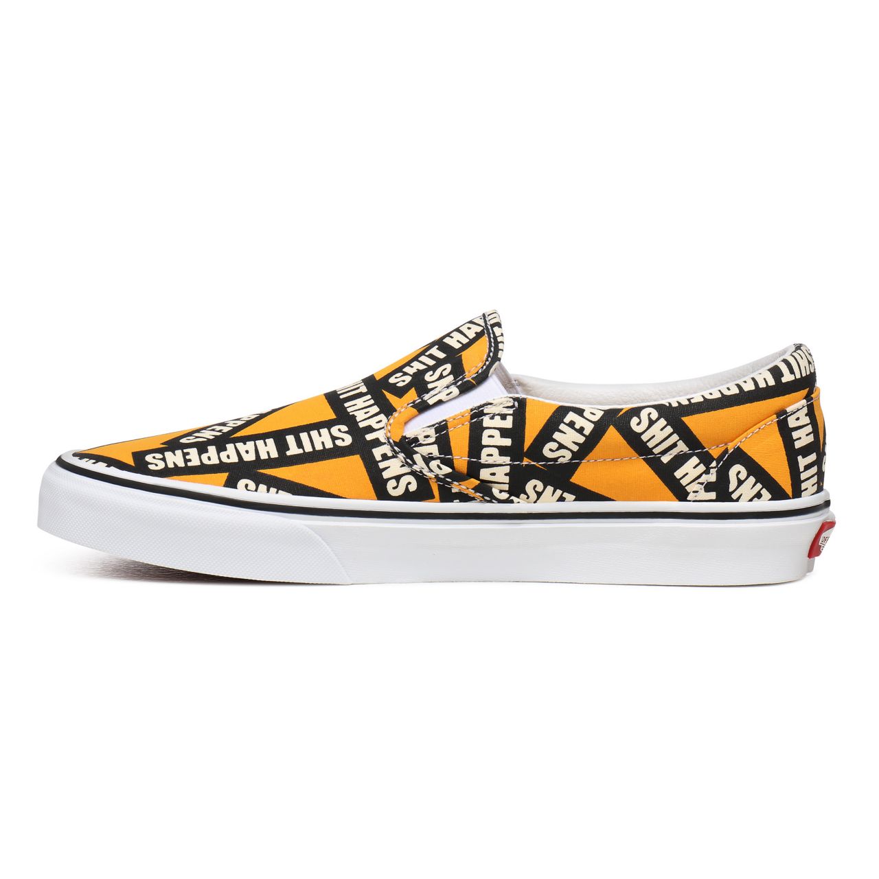 Vans Shit Happens Classic Slip-On Yellow Classic Mens Womens - (Shit Happens) Cadmium Yellow/True White VN0A4U38WTX Shoes