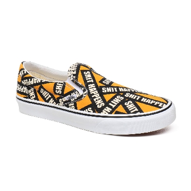 Vans Shit Happens Classic Slip-On Yellow Classic Mens Womens - (Shit Happens) Cadmium Yellow/True White VN0A4U38WTX Shoes