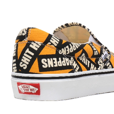 Vans Shit Happens Classic Slip-On Yellow Classic Mens Womens - (Shit Happens) Cadmium Yellow/True White VN0A4U38WTX Shoes