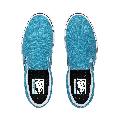 Vans Washed Canvas ComfyCush Slip-On Blue Classic Mens Womens - (Washed Canvas) Caribbean Sea VN0A3WMDWXQ Shoes