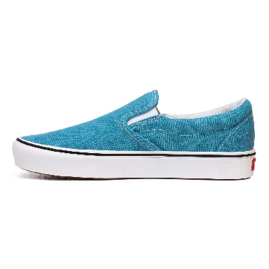 Vans Washed Canvas ComfyCush Slip-On Blue Classic Mens Womens - (Washed Canvas) Caribbean Sea VN0A3WMDWXQ Shoes