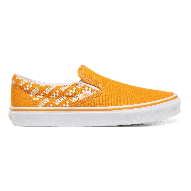 Vans Logo Repeat Classic Slip-On Orange Classic Mens Womens - (Logo Repeat) Cadmium Yellow/True White VN0A4U38WL3 Shoes