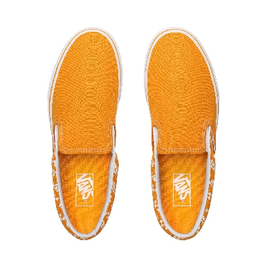 Vans Logo Repeat Classic Slip-On Orange Classic Mens Womens - (Logo Repeat) Cadmium Yellow/True White VN0A4U38WL3 Shoes