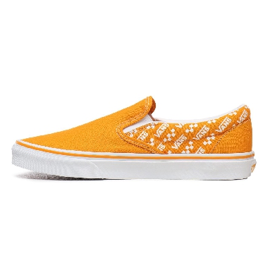 Vans Logo Repeat Classic Slip-On Orange Classic Mens Womens - (Logo Repeat) Cadmium Yellow/True White VN0A4U38WL3 Shoes