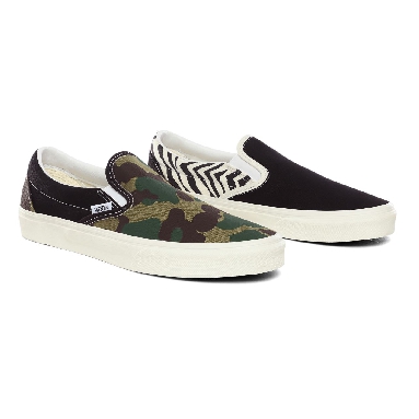 Vans Mismatch Classic Slip-On Multicolour Classic Mens Womens - (Mismatch) Zebra/Camo VN0A4U38WS8 Shoes