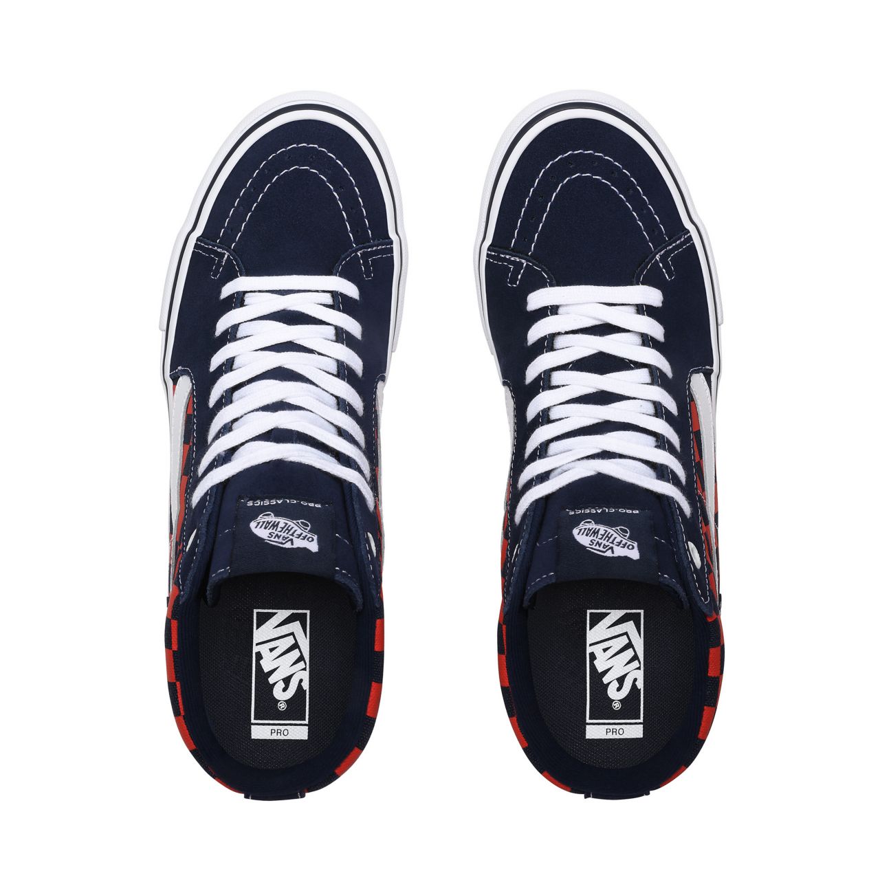 Vans Checkerboard Sk8-Hi Pro Orange Classic Mens Womens - (Checkerboard) Navy/Orange VN000VHGW7E Shoes