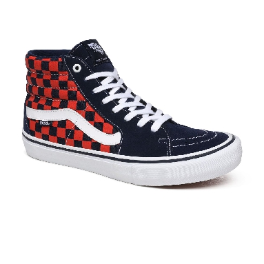 Vans Checkerboard Sk8-Hi Pro Orange Classic Mens Womens - (Checkerboard) Navy/Orange VN000VHGW7E Shoes