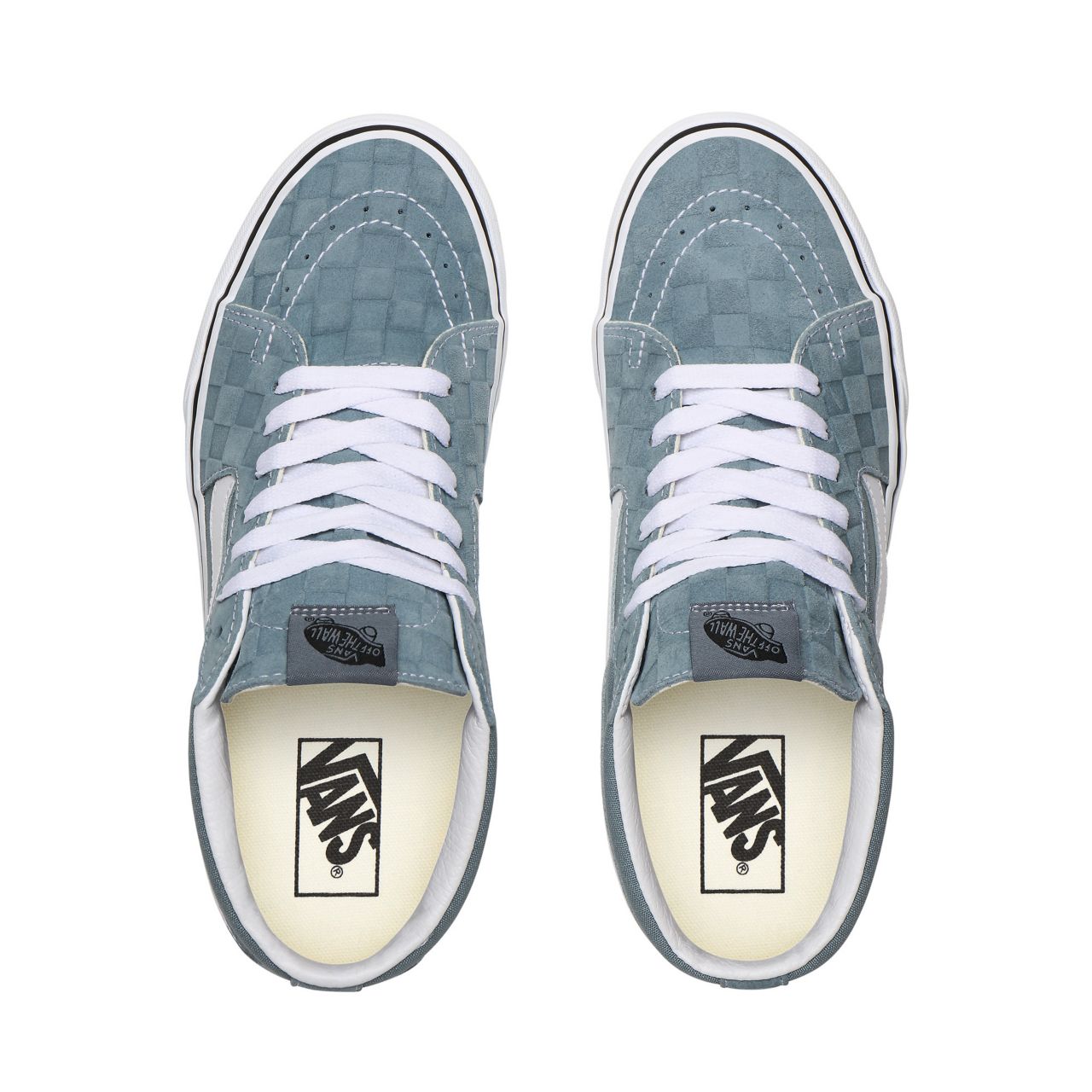 Vans Deboss Checkerboard Sk8-Mid Grey Classic Mens Womens - (Deboss Checkerboard) Lead/True White VN0A3WM3XHY Shoes