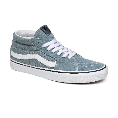 Vans Deboss Checkerboard Sk8-Mid Grey Classic Mens Womens - (Deboss Checkerboard) Lead/True White VN0A3WM3XHY Shoes