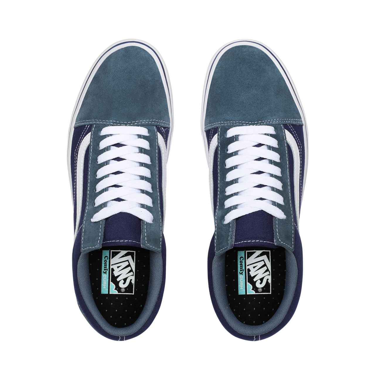 Vans Suede and Textile ComfyCush Old Skool Blue Classic Mens Womens - (Suede/Textile) Blue Mirage/Blue Print VN0A3WMAWX0 Shoes