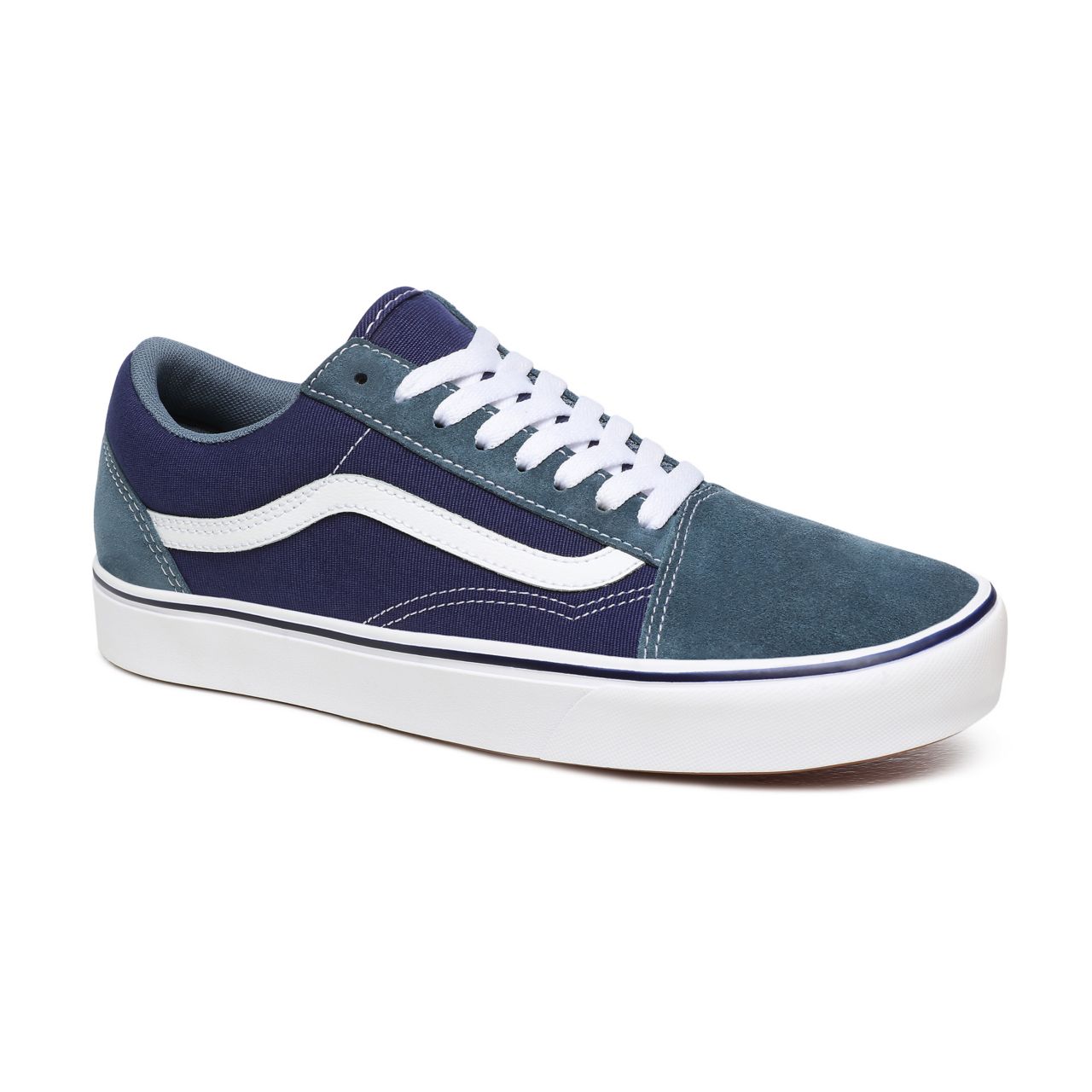 Vans Suede and Textile ComfyCush Old Skool Blue Classic Mens Womens - (Suede/Textile) Blue Mirage/Blue Print VN0A3WMAWX0 Shoes