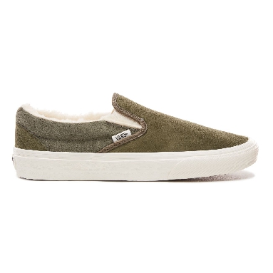 Vans Suede and Sherpa Classic Slip-On Classic Mens Womens - (Suede/Sherpa) Grape Leaf/Dusty Olive VN0A38F7ULZ Shoes