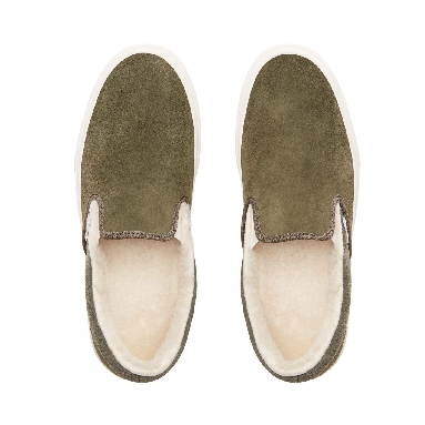 Vans Suede and Sherpa Classic Slip-On Classic Mens Womens - (Suede/Sherpa) Grape Leaf/Dusty Olive VN0A38F7ULZ Shoes