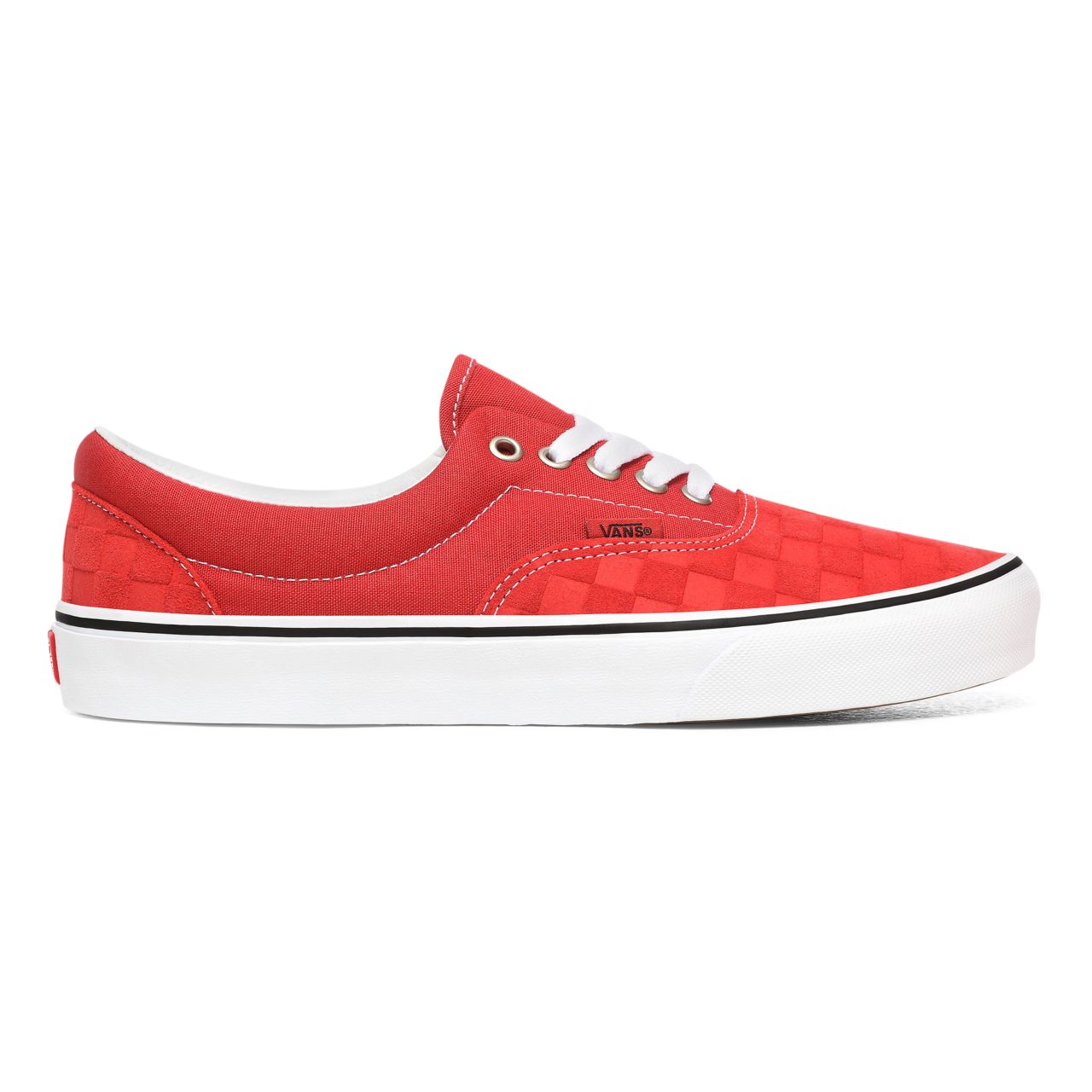 Vans Deboss Checkerboard Era Red Classic Mens Womens - (Deboss Checkerboard) Pompeian Red/True White VN0A4U39WJ2 Shoes